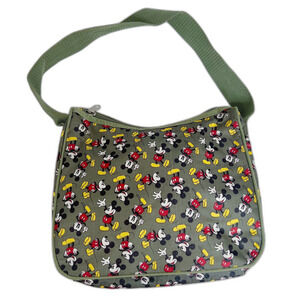 Disney Olive Green Mickey Mouse Nylon Shoulder Bag Purse